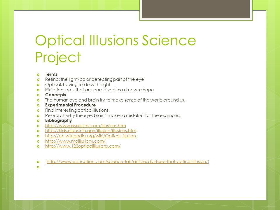 Optical illusion science fair projects